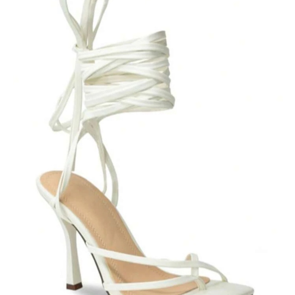 Chase + Chloe White Lace-Up Heels
